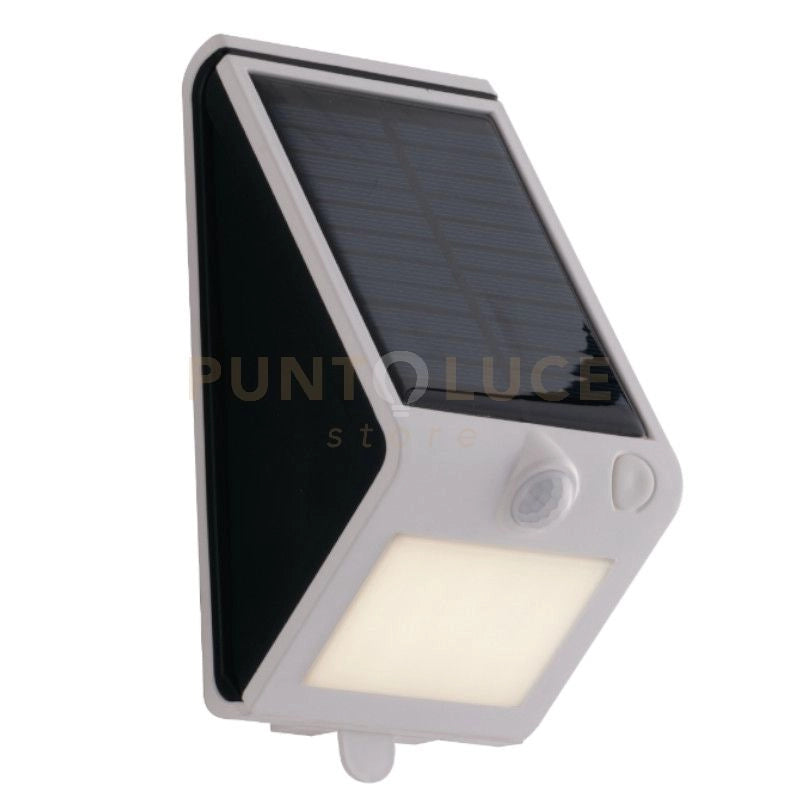 APPLIQUE LED OPEN BIANCA 3W 300LM 4000K CON PANNELLO SOLARE E SENSORE IP54 9,5X8,6X18,8CM