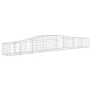 Cesto gabbione recinzione a gabbia muro di contenimento ad arco 400 x 50 x 40/60 cm ferro zincato argento 02_0040099