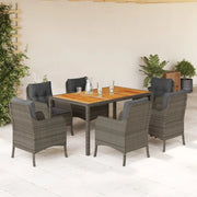 Set da Pranzo da Giardino 7 pz con Cuscini in Polyrattan Grigio 3211875