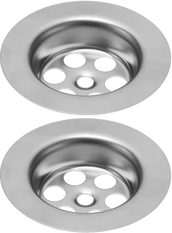 Pompa per lavabo Zeef - Gootsteenzeven - Duraturo e Inox - Argento - Cattura Rifiuti - Adatto per Cucina e Bagno - 2 Pezzi