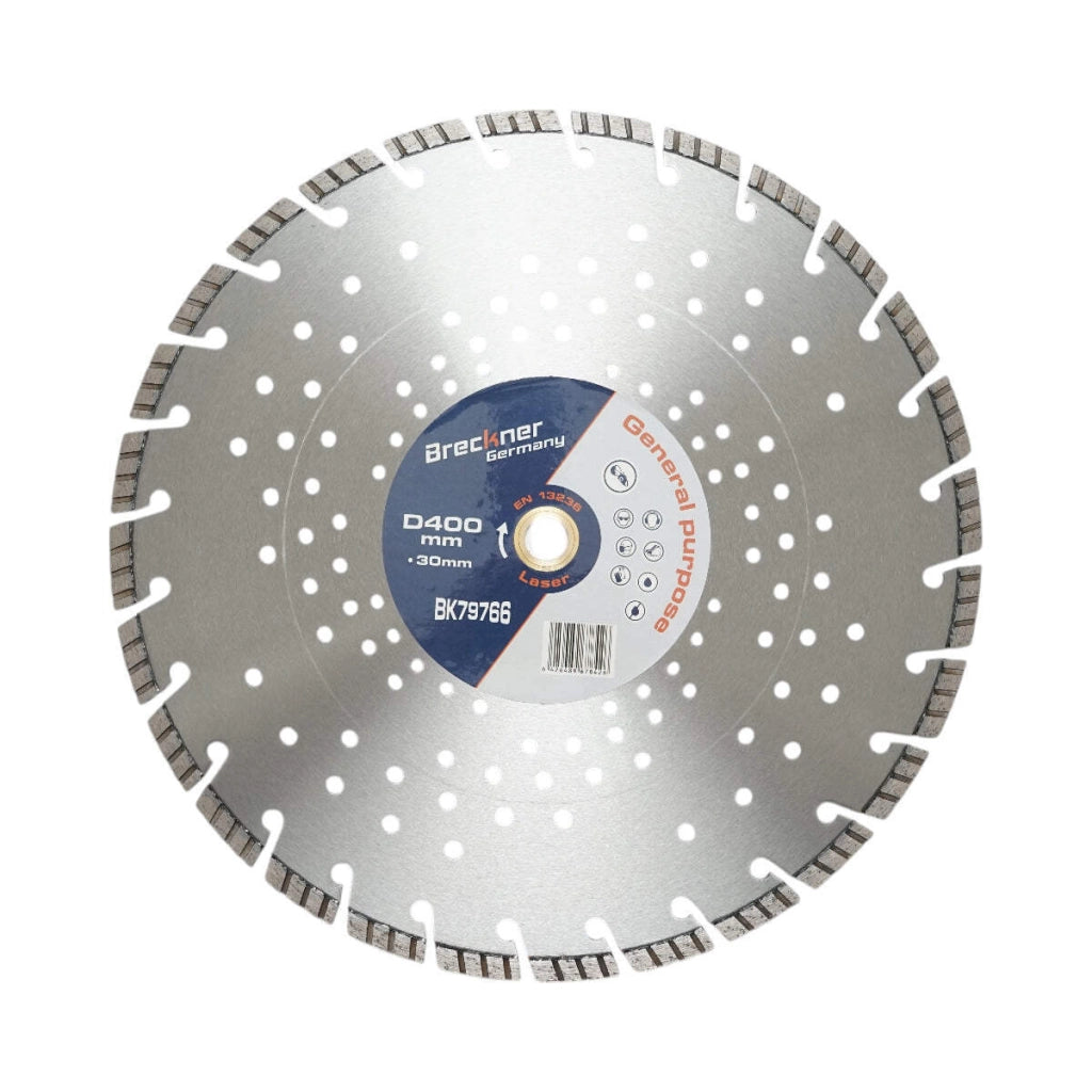 Disco diamantato turbo segmentato 400x30mm, segmento 10mm per cemento armato, pavimentazioni, archi, pietra dura Breckner Germany