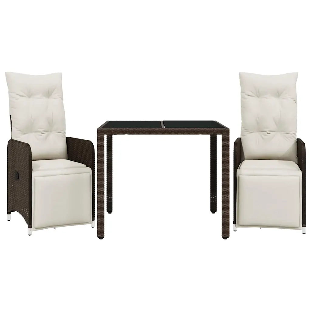 Set Bistrò da Giardino 3 pz con Cuscini in Polyrattan Marrone 3277187
