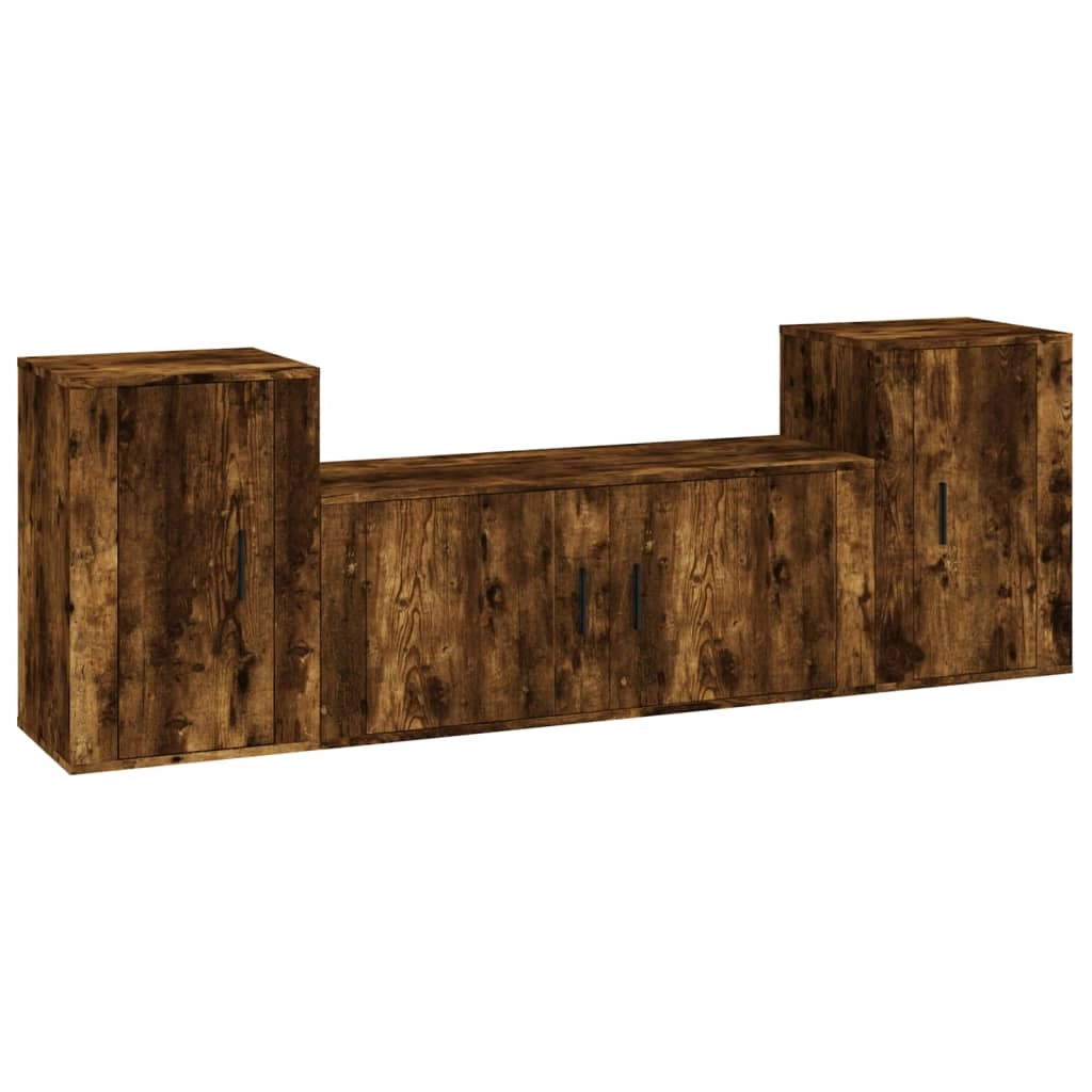 Set di mobili da 3 pezzi tra cui armadio credenza mobile TV soggiorno/camera da letto salotto rovere affumicato legno ingegnerizzato marrone 02_0024602