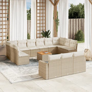Set Divani da Giardino 14pz con Cuscini in Polyrattan Beige 3256695