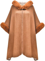 Poncho Donna - Caldo/Artificiale Pelliccia - Unico Modello - Leggero/Acrilico - Altezza 105 cm - Lunghezza 75 cm - Cape