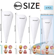 Sacchetto di silicone riciclabile - 4 pz - con 4 chiusure - 45/40/35/30 cm - sacchetto di spugna - realizzato in silicone - piping per torte - decorazione da tavola - attrezzo da fai da te