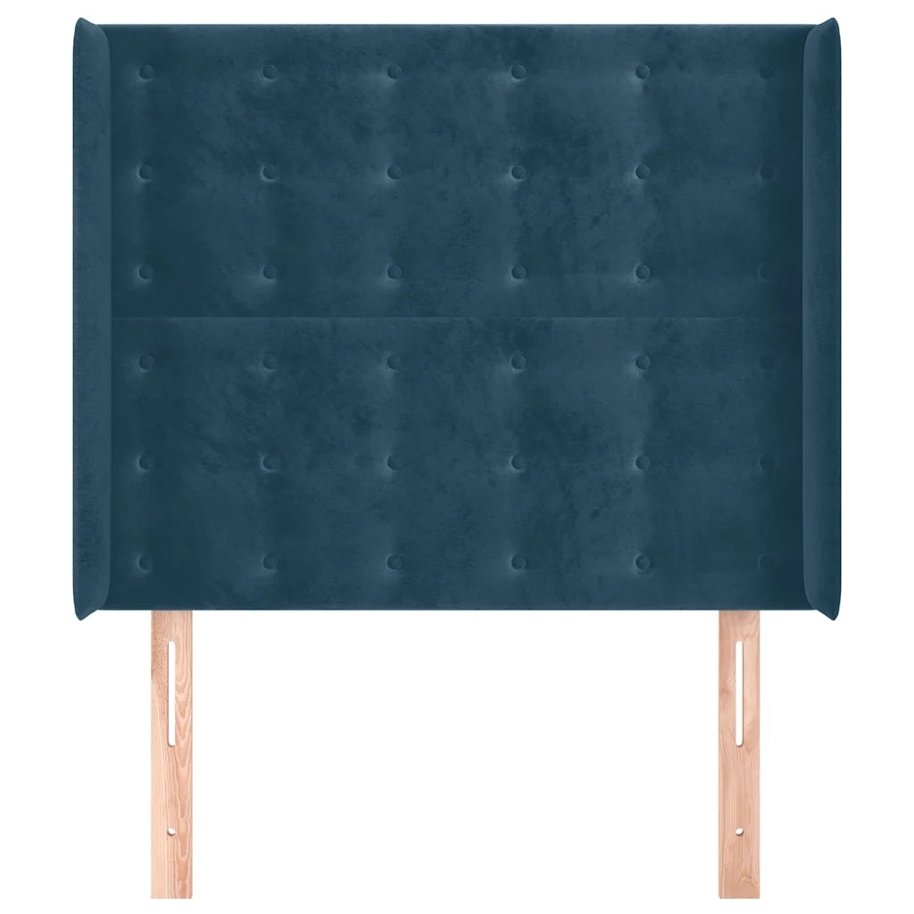 Testiera | Testata ad Orecchio Blu Scuro 93x16x118/128 cm in Velluto