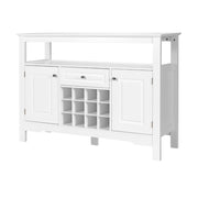 Credenza per cucina con porta bottiglie di vino a forma incrociata-Mobile da cucina con mensola aperta Bianco