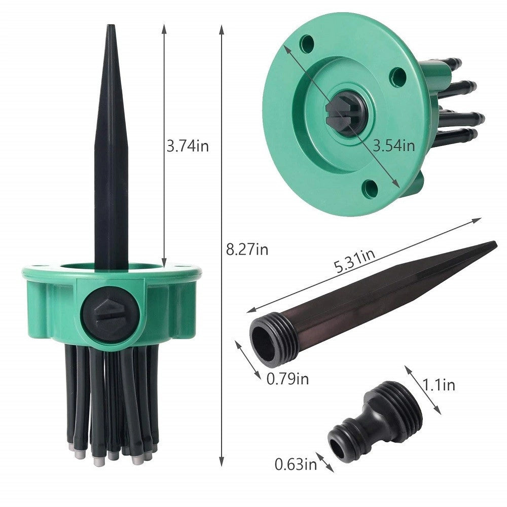 Trade Shop - Spruzzatore Acqua Giardino Irrigatore 360 Gradi Rotante 12 Tubi Innaffia Prato -