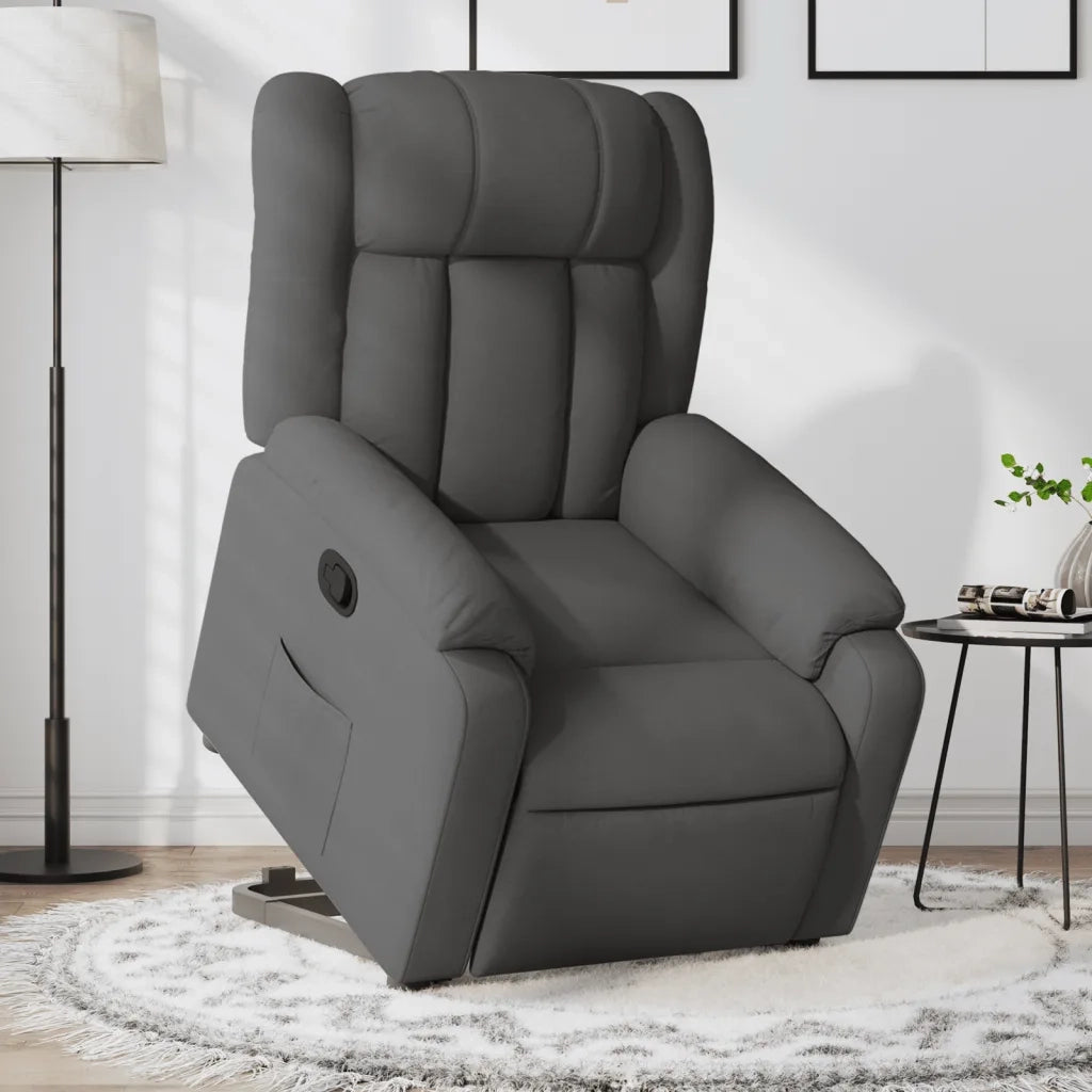 Poltrona | Sedia Relax Alzapersona Reclinabile Grigio Scuro in Tessuto
