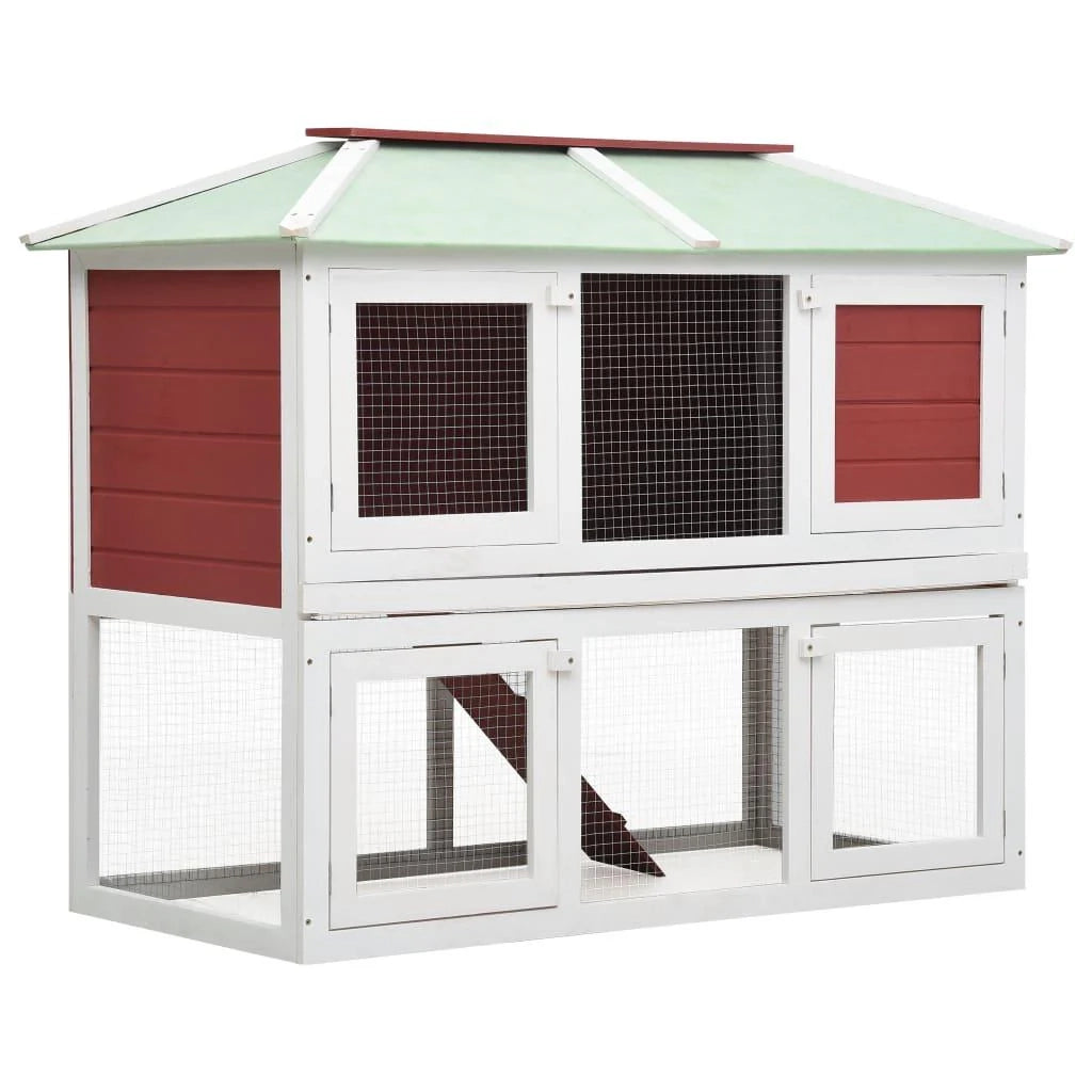 Gabbia doppia per animali domestici in legno 115 cm rossa 02_0000574