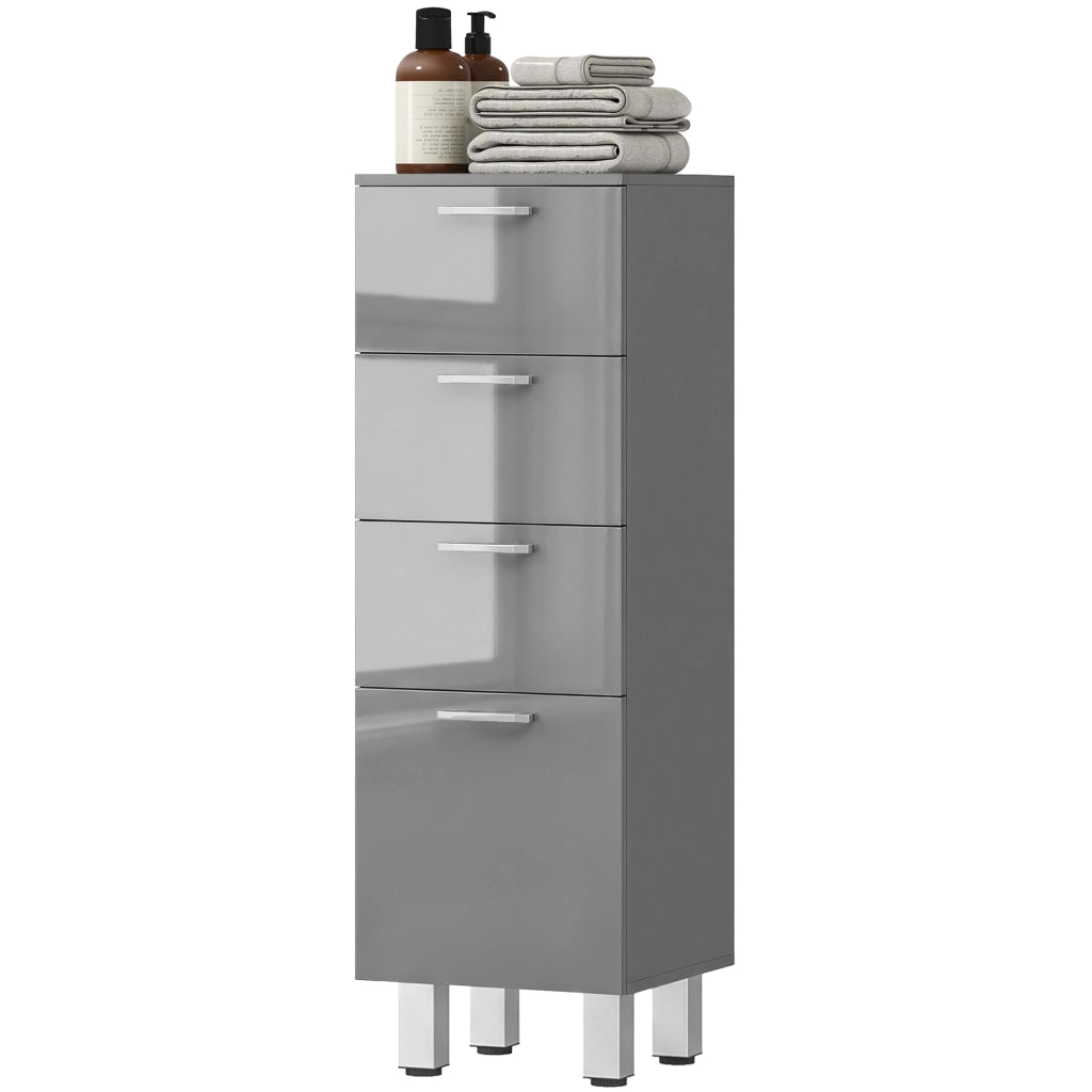 Armadietto da Bagno con 4 Cassetti ¨C Zephmum ¨C Grigio 60x30x