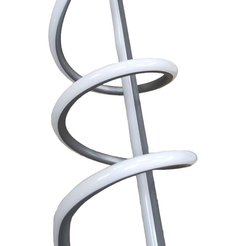 Trade Shop - Lampadario A Sospensione Led 65w Argento Spirale Ondulato Luce 4000k Vortice Orizzontale 32460 -