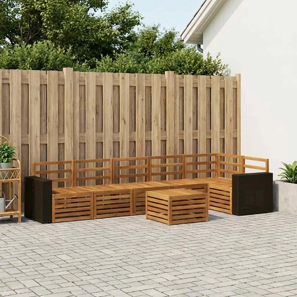Set divano sezionale 7 pcs Naturale Legno di Acacia Massello 3384450