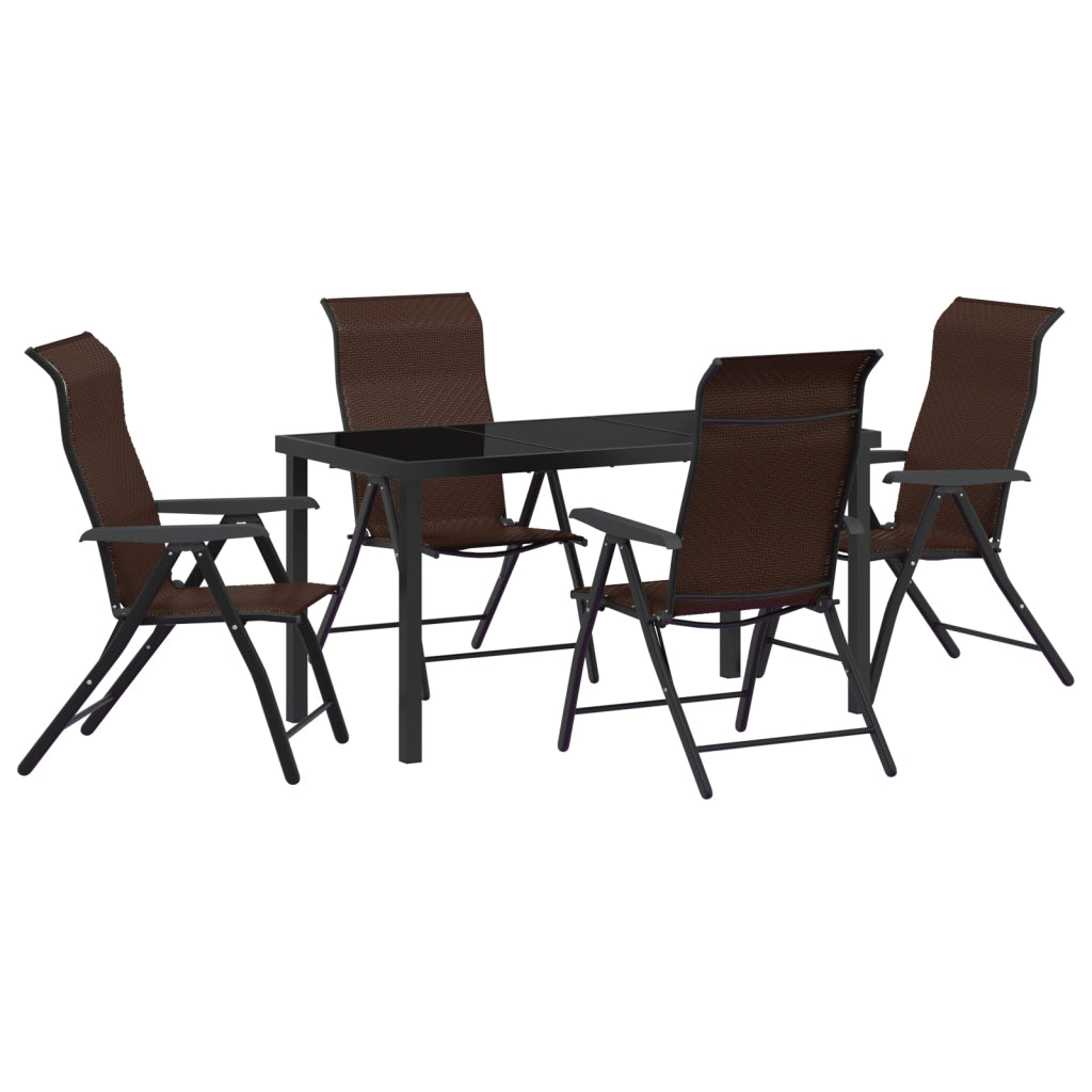 Set da pranzo da giardino 5 pezzi marrone in polyrattan