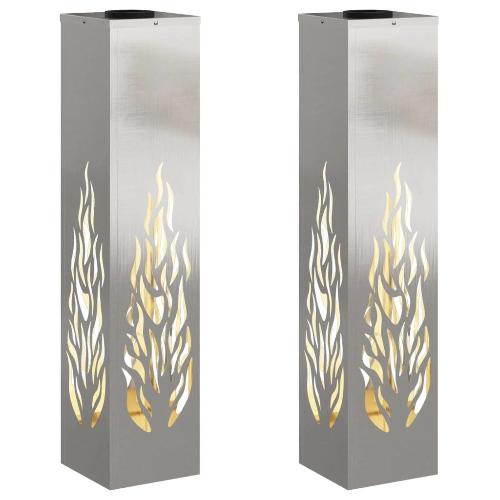 Faro LED solare per sentieri 2 pcs Argento Acciaio inossidabile 879804