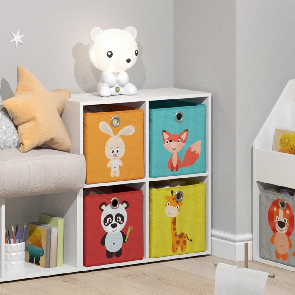 Vicco Libreria bambini Bianco 72.6 x 72 cm con 4 scatole pieghevoli (rosso/giallo)