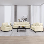 Set di Divani 3 pz con Cuscini Crema in Similpelle 3201349