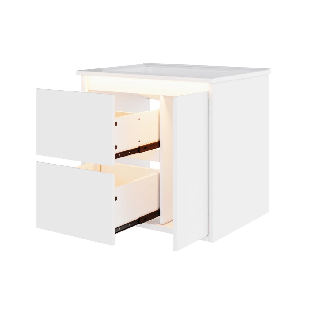 Mobile lavabo sospeso 61x46;5x57 cm bianco MDF con LED a sensore