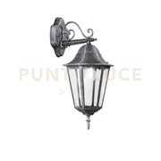 APPLIQUE DOWN FIRENZE NERA E SILVER 1 LUCE ATTACCO E27 IP44 20,5X28,5X51,8CM IN METALLO E VETRO