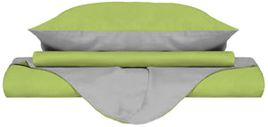 Copripiumino 1 Piazza e Mezzo con Sacco e Federe Doubleface Verde Acido/Grigio Chiaro