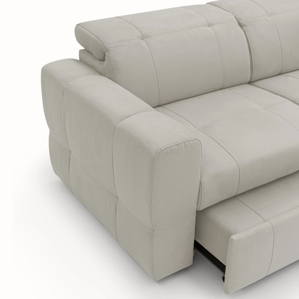 Kronos Divano con estraibile e poggiatesta reclinabili in morbida microfibra impermeabile T11 173 cm panna