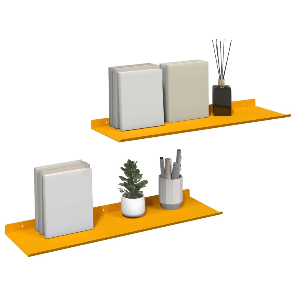 Mensola sospesa 2 pcs Giallo senape 60 x 18 x 2,5 cm Acciaio