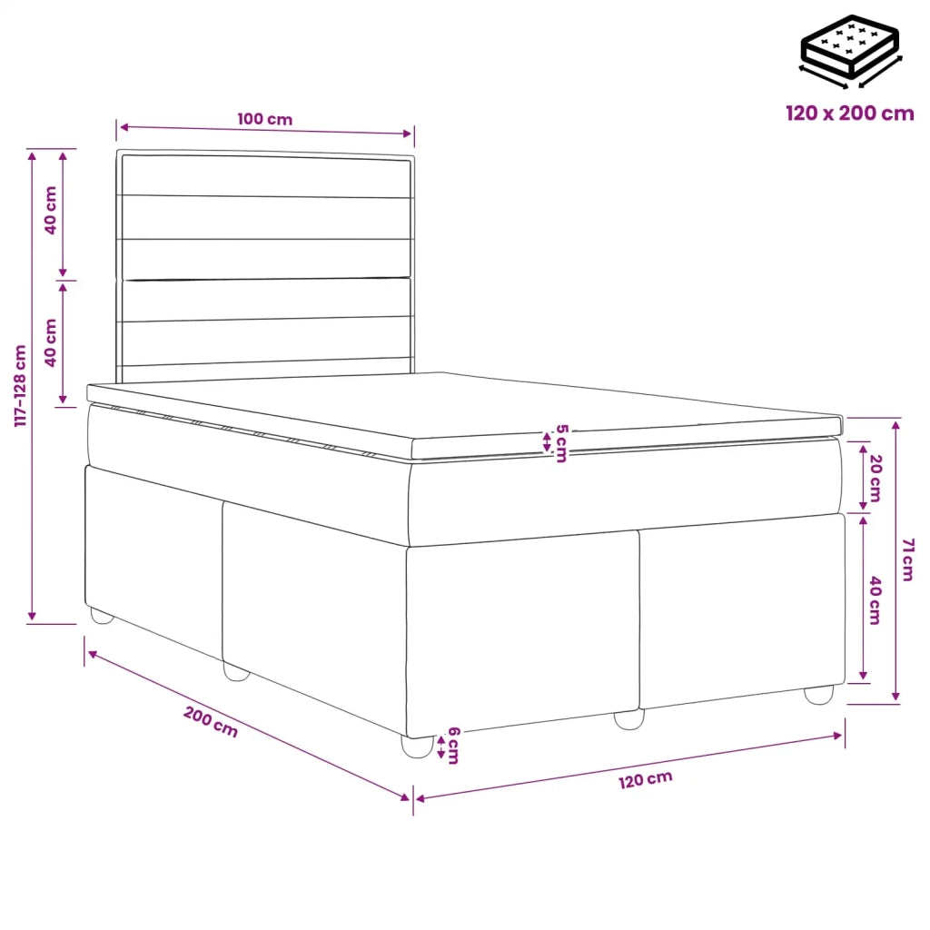Letto box spring con materasso Grigio Scuro 120 x 200 cm 3453852