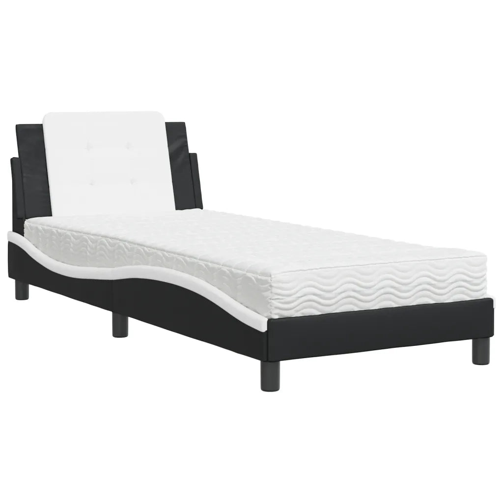 Giroletto senza Materasso Zadar Nero e Bianco 90x200 cm in Similpelle