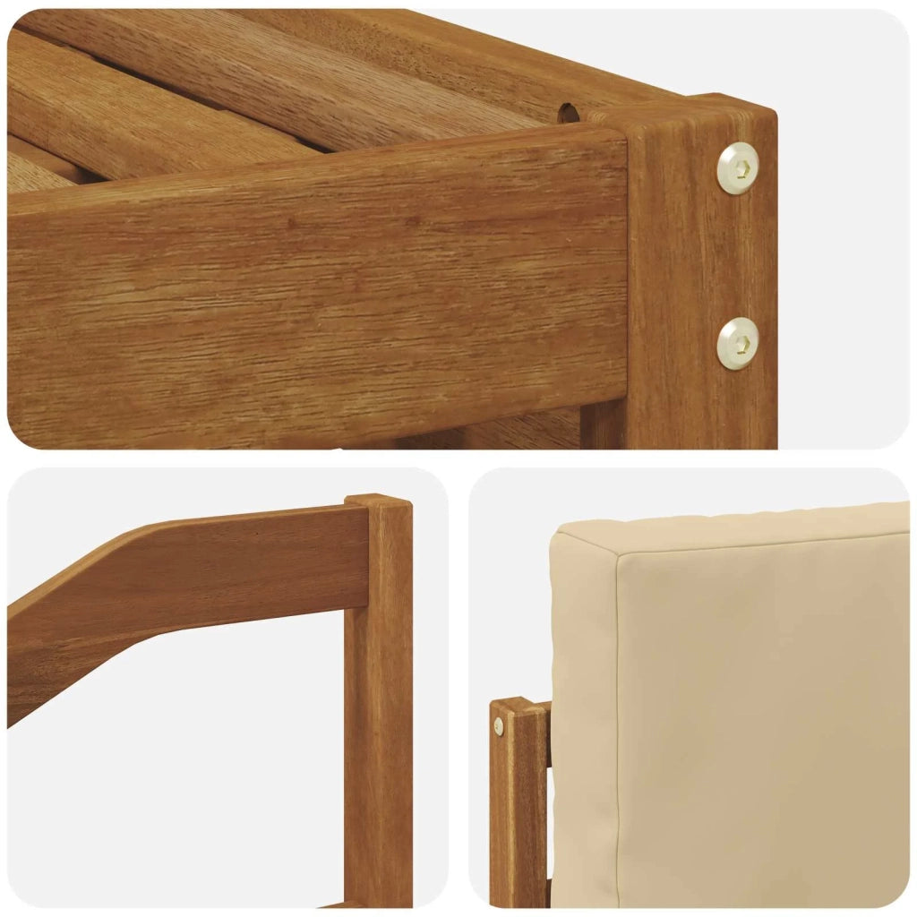 Set divani 8 pcs Naturale e Beige Legno di Acacia Massello 3374508