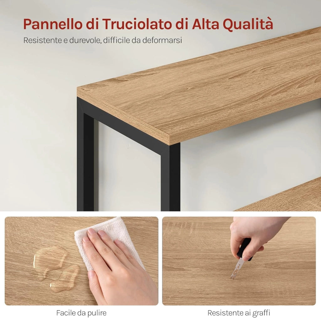 Libreria Moderna Design, 58 x 24 x 122 cm, Scaffale per Libri CD, con Cassetti e Ante, in Legno e Metallo, Rovere Chiaro RGB09hei