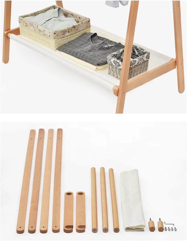 Appendiabiti Moderno in Stile Pavimento Appendiabiti in Legno massello Semplice ripiano per Vestiti in Legno (Dimensioni: 75 cm)