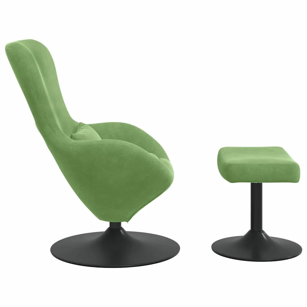 Sedia Egg con Pouf Verde chiaro Velluto 42002747