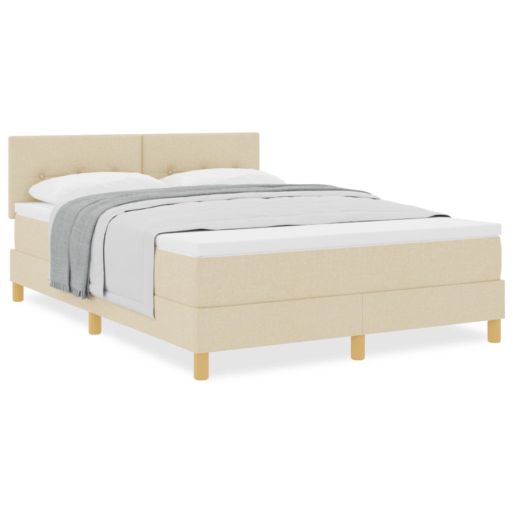 Letto a Molle con Materasso Panna 140x200 cm Tessuto