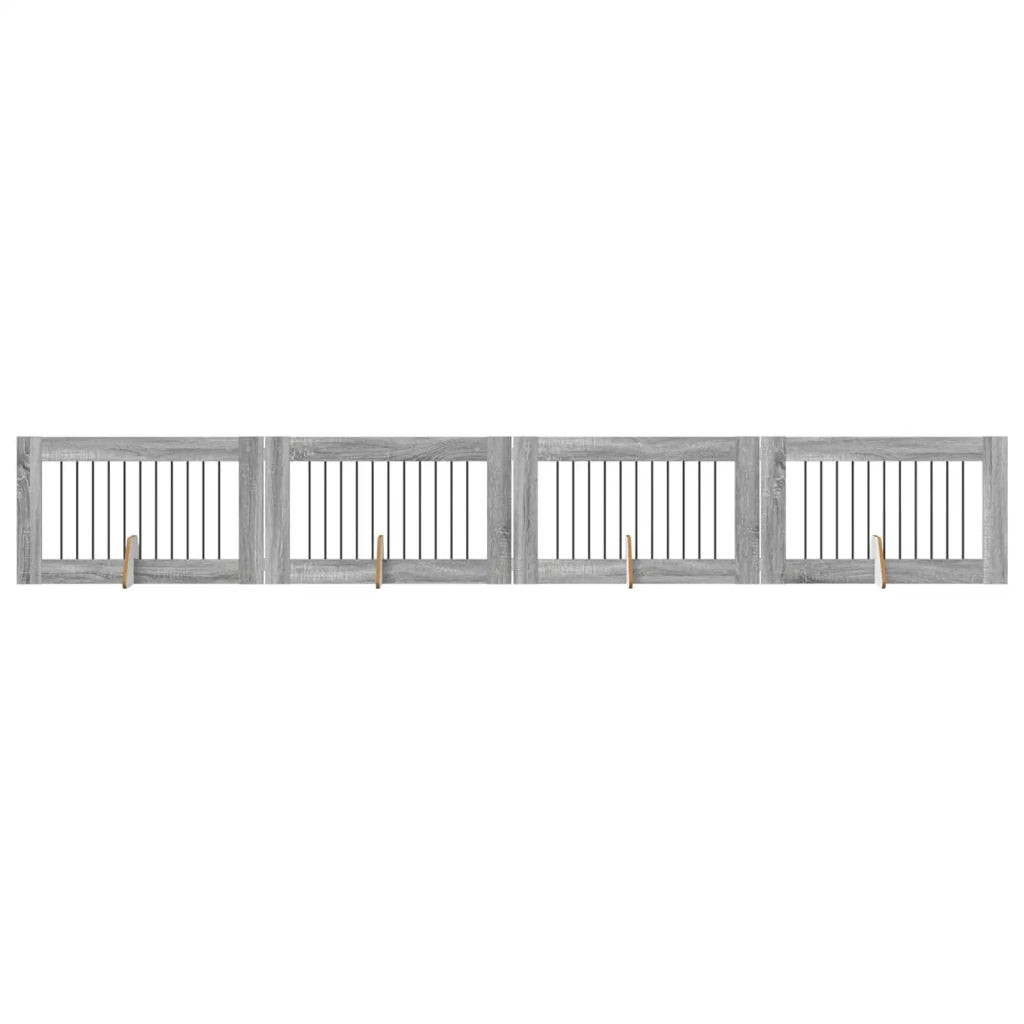 Cancello per cani con supporti 4 pcs Grigio Sonoma 100 x 60 cm 892118
