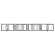 Cancello per cani pieghevole con supporti 4 pcs Grigio Sonoma 892118