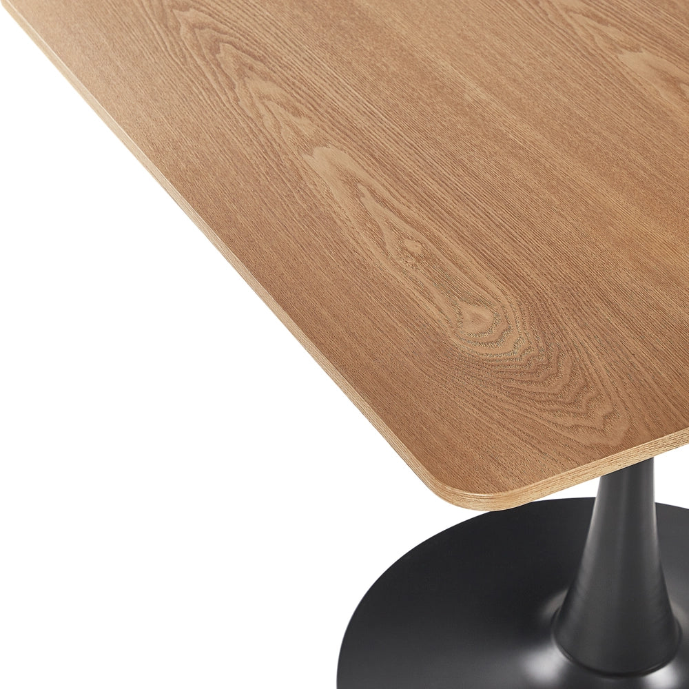 Tavolo da pranzo in legno chiaro con piano in MDF Nero Base in metallo 90 x 90 cm Tavolo da cucina industriale quadrato