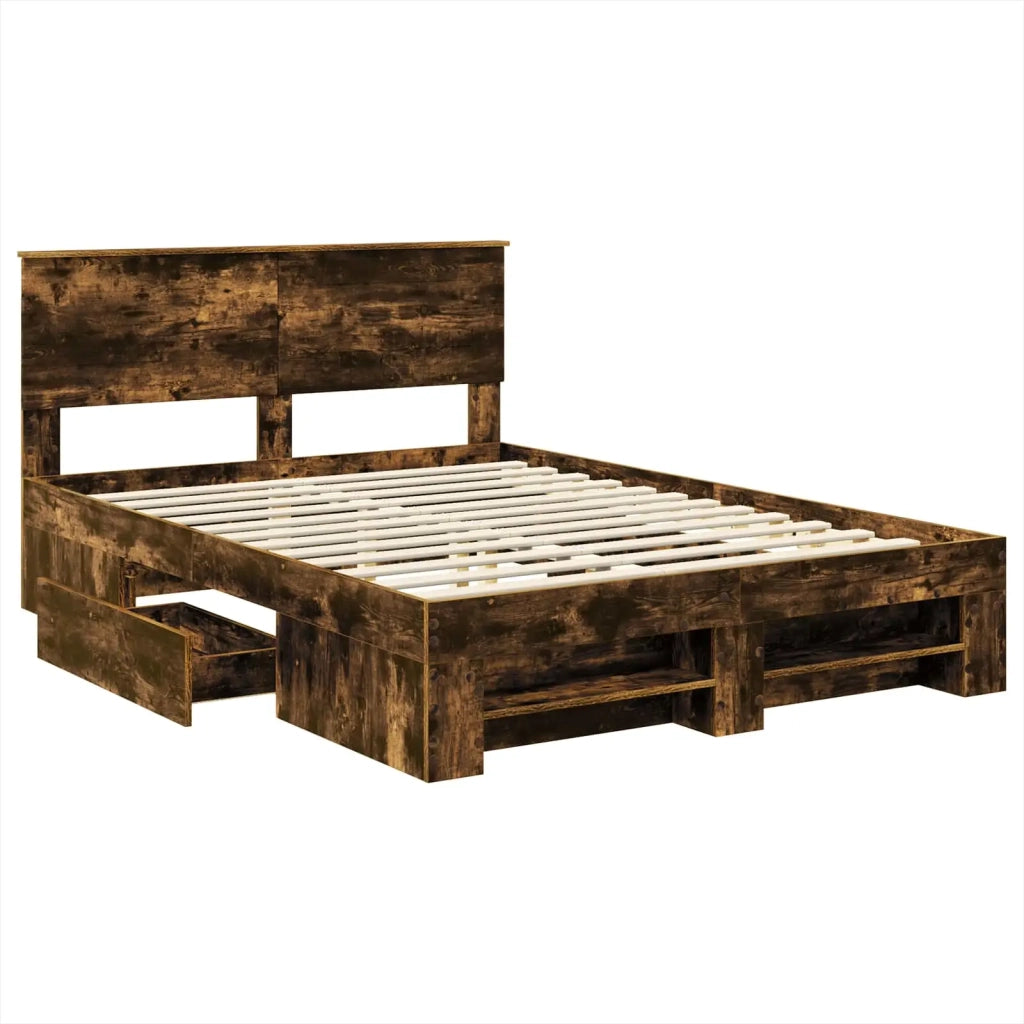 Struttura del letto Rovere fumé 140 x 200 cm Legno multistrato