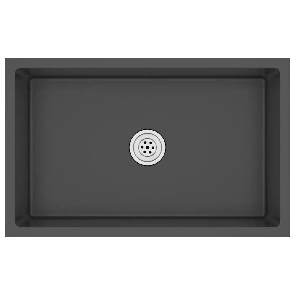 Lavello da Cucina Artigianale Nero in Acciaio Inox 51517