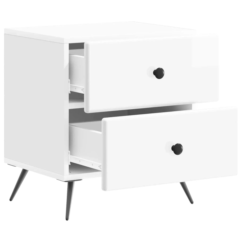 Armadio da Notte con cassetto Bianco Lucido 43 x 34,5 x 47,5 cm 895453