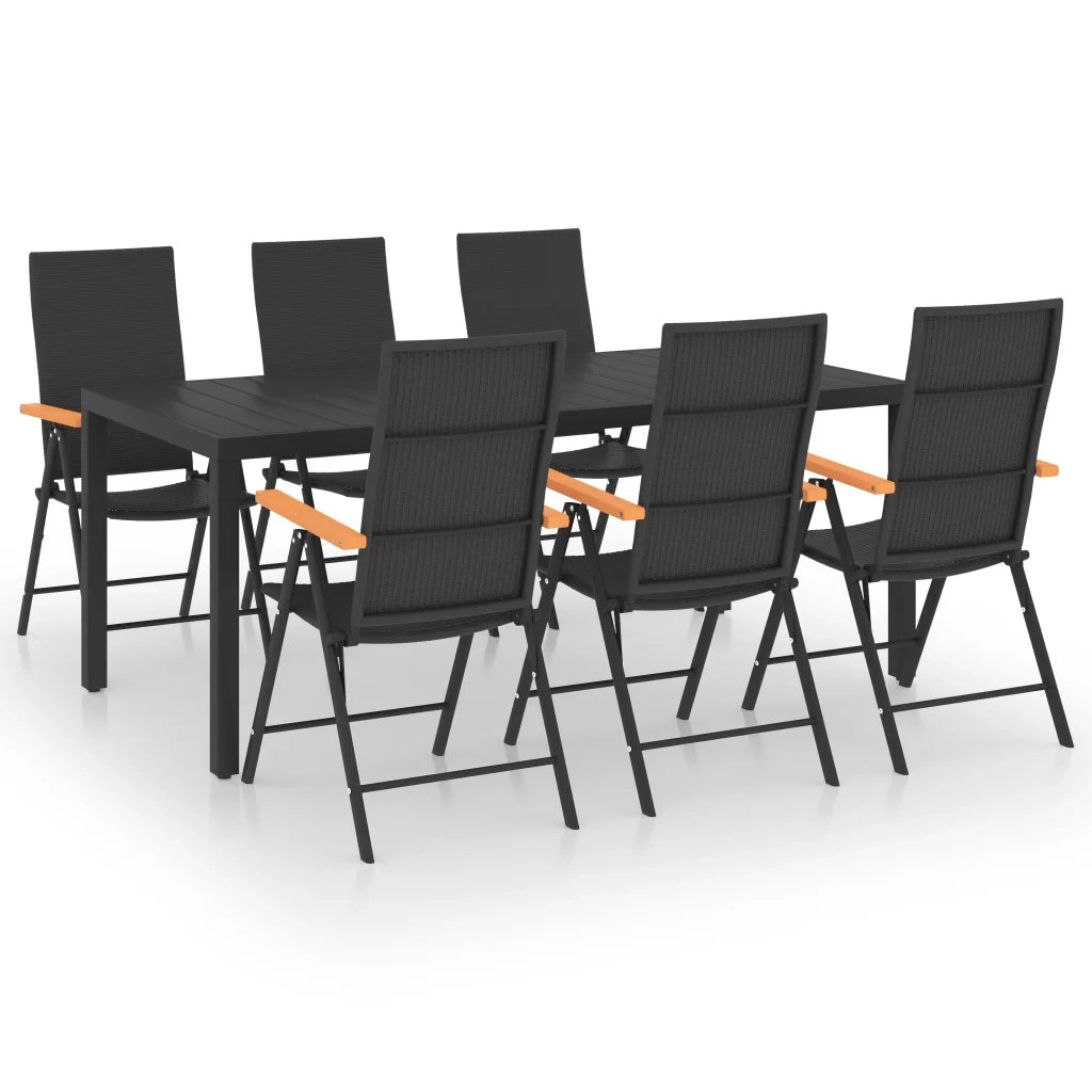 Set da Pranzo da Giardino 7 pz Nero e Marronecod mxl 120406