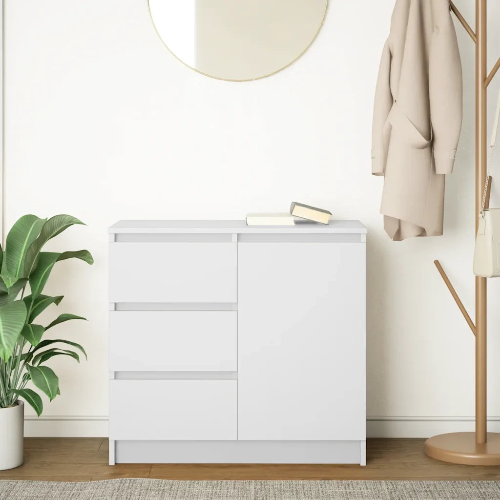 Credenza | Madia | Buffet da pranzo | Armadio da pranzo con Cassetto Bianco 71x35x65 cm in Legno Multistrato