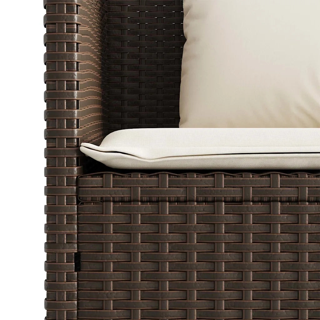 Panca da Giardino con Cuscini-Sgabello-Panca da esterno Marrone in Polyrattan 101806