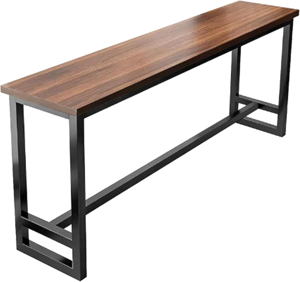Tavolo Alto Bancone Bar Tavolo Cucina Tavolino Alto e Stretto da Balcone Salvaspazio con Telaio in Metallo per Soggiorno e Sala Da Pranzo Bar Ristorante(Walnut(single),63x15.8x41in)