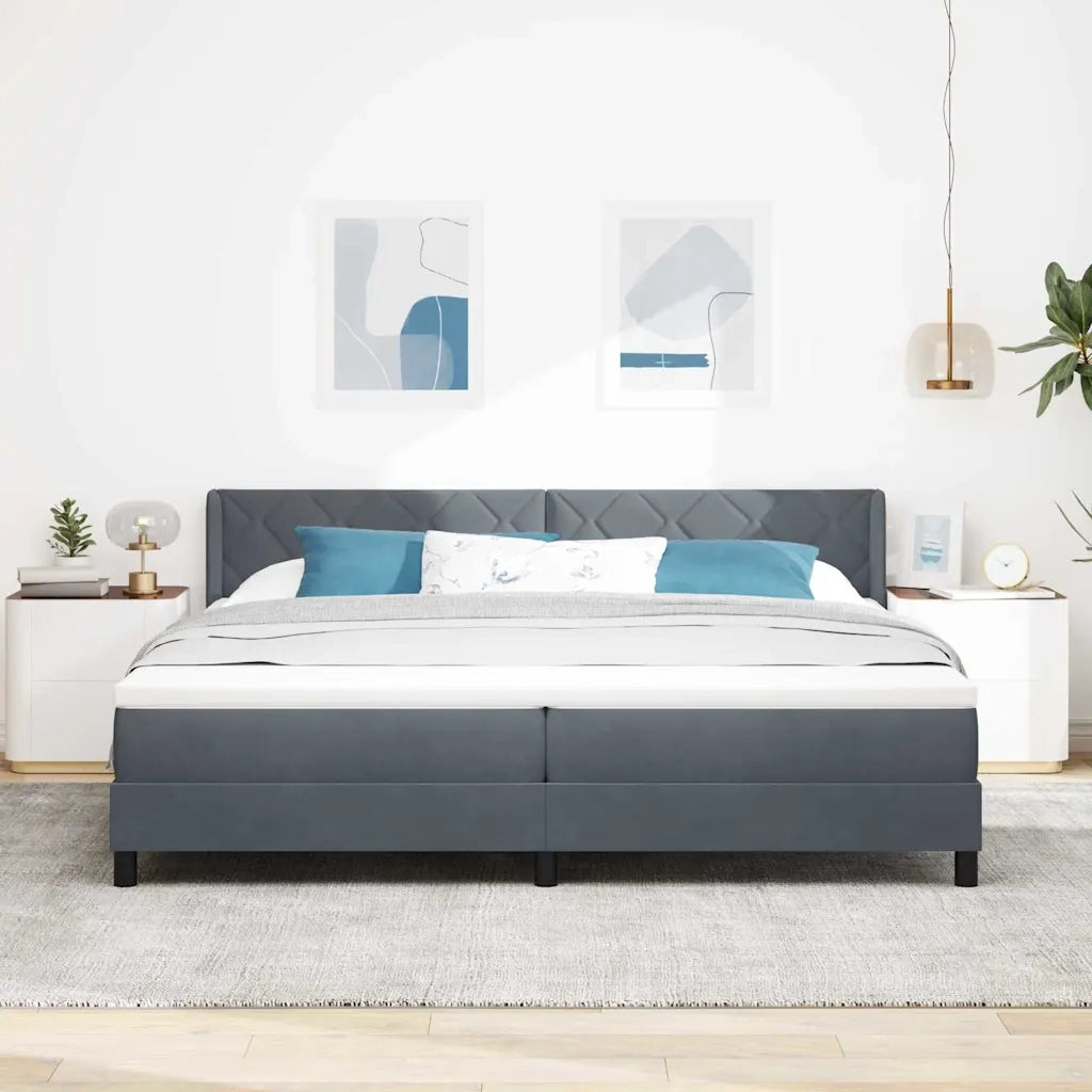 Letto a molle con testiera Grigio scuro 200 x 200 cm Velluto 3341541