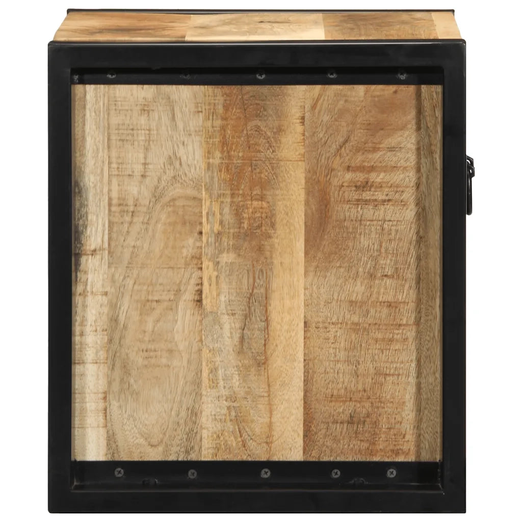 Comodino | Armadio da Notte | Mobiletto da notte 40x35x40 cm in Legno Grezzo Massello di Mango