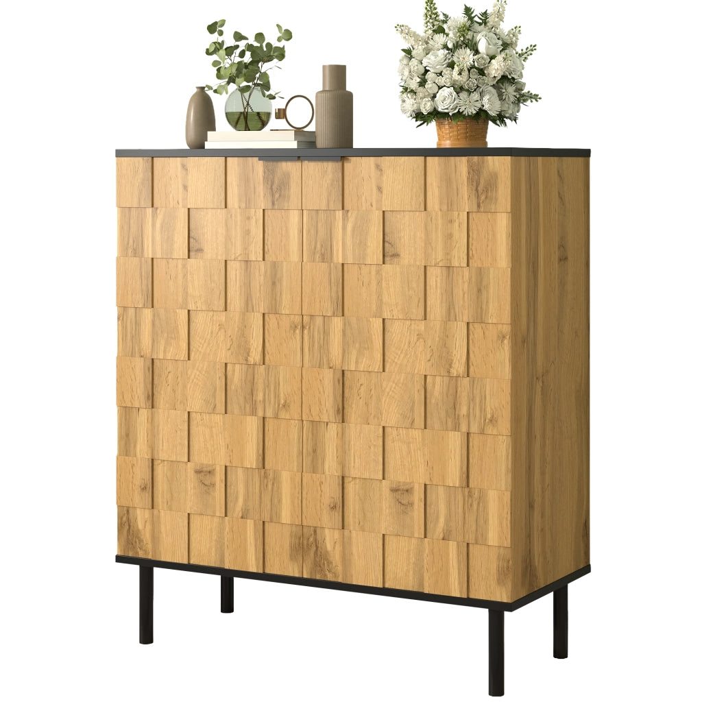 Scarpiera a 2 ante con ripiani regolabili per ingresso in truciolare 80×35×91.5 cm naturale