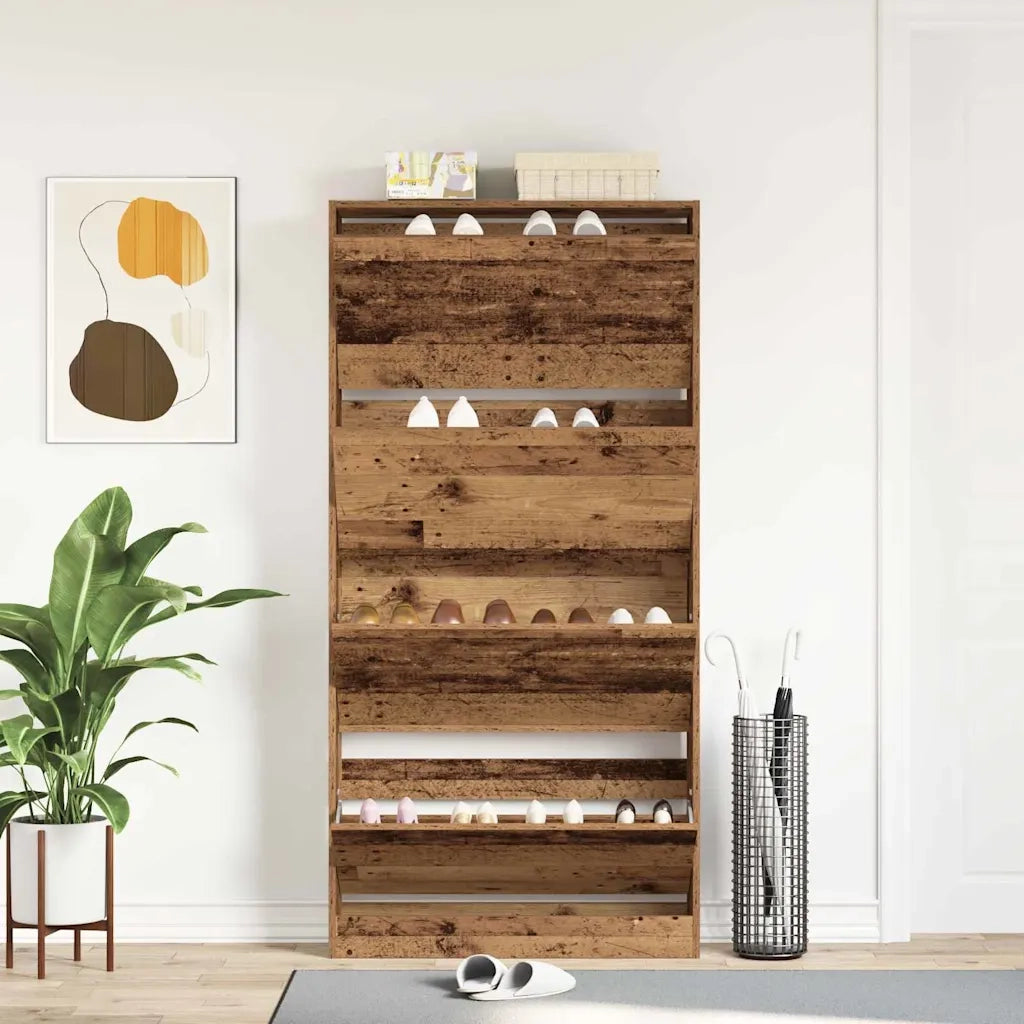 Mobile per scarpe con porta Legno vecchio 80 x 21 x 163,5 cm 3334025