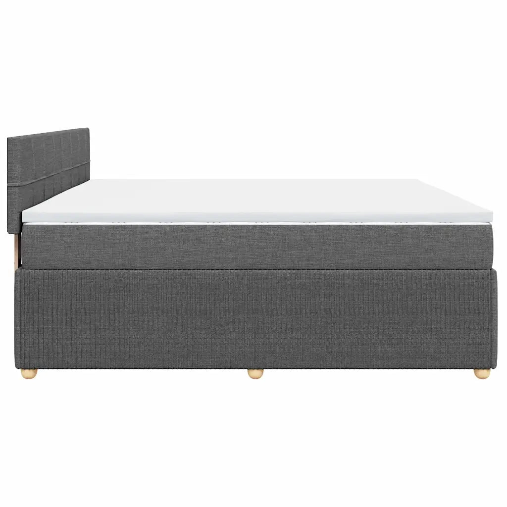 Giroletto a Molle con Materasso Grigio Scuro 200x200 cm Tessuto