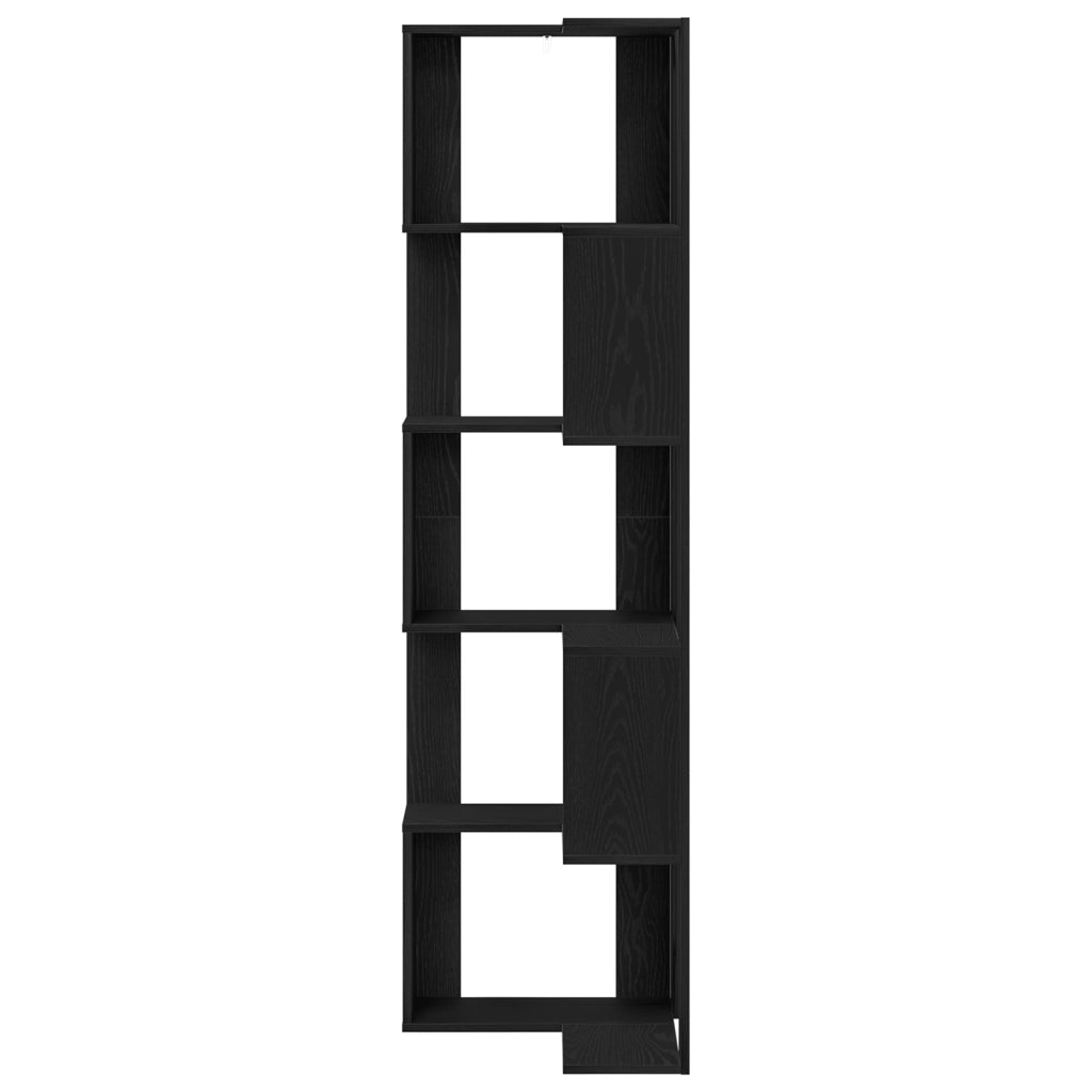 Scaffale angolare  a 5 ripiani in rovere nero 50x50x179 cm in legno ingegnerizzato